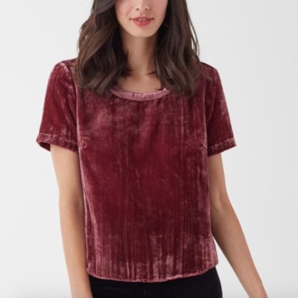 Splendid NWT Crop Velvet Top Pink sz L - Picture 1 of 6
